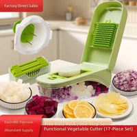 Hachoir à légumes et fruits multifonction 6-en-1 en plastique, râpe, coupe-légumes, mandoline, lame en acier inoxydable, manuel