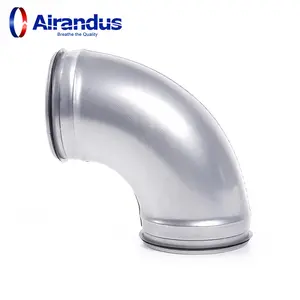 HVAC System stainless steel 90 Degree curved molded round Elbow Pipe Bend Galvanized spiral duct Fittings for Ventilation with s