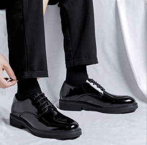 TSB0615 Chaussures habillées pour hommes, chaussures en cuir, bottes en cuir noir brillant - Product Image 2