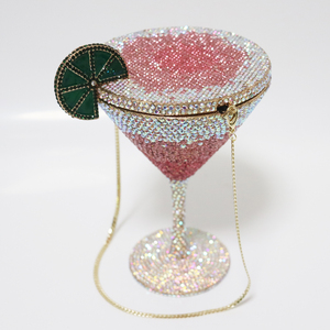 Borse <span class=keywords><strong>da</strong></span> <span class=keywords><strong>Sera</strong></span> di Lusso a Forma di Coppa di Martini in Cristallo in Super Offerta per <span class=keywords><strong>Donna</strong></span> con Strass e Diamanti di Design - Product Image 1