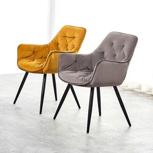 Sillas de Comedor de Tela Moderna Nórdica para Hotel, Sillas de Comedor de Metal Negro para Cocina y Restaurante, Sillón de Terciopelo Beige para Restaurante - Product Image 6