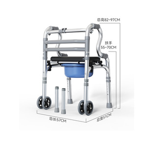 <b>Walker</b> With Seat 5 Inch Wheels Aluminum Alloy Adjustable Height For <b>Elderly</b> Mobility Aid - Product Image 2