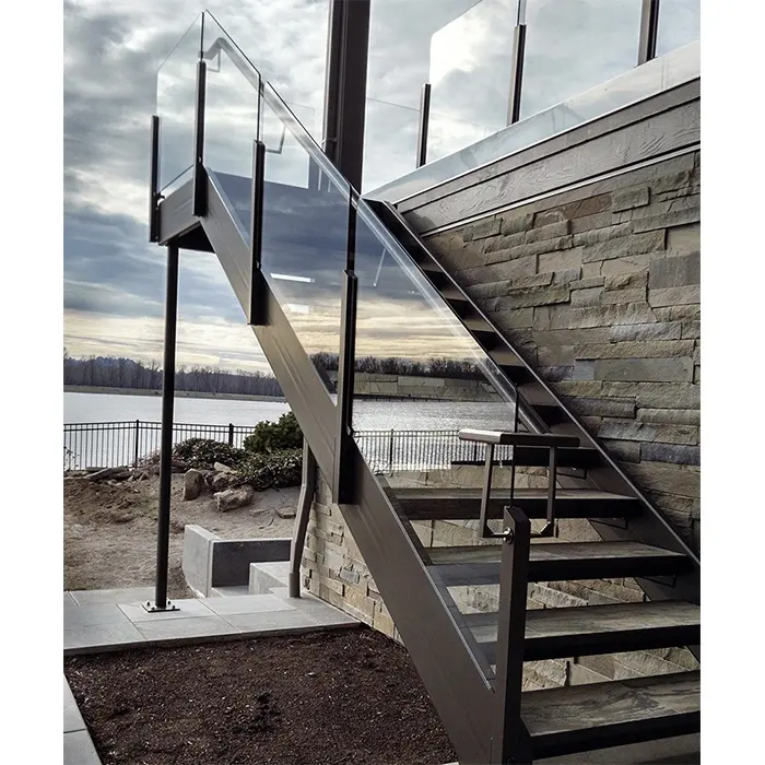 Trela de vidro temperado alumínio para parafusos, trela de escada luxuosa