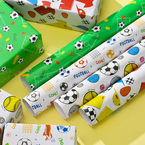 Papier d'emballage cadeau à thème football et basketball pour la Journée des enfants, recyclable, simple face - Product Image 4
