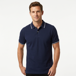 เสื้อโปโลผู้ชายผ้าฝ้ายแขนสั้นคอปกตัดต่อสีเสื้อยืดลำลองชุดกีฬา - Product Image 1