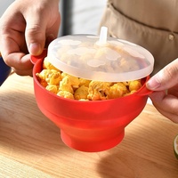 Conteneur chauffant pour pop-corn, compatible micro-ondes, en silicone de qualité alimentaire, pliable, avec couvercle