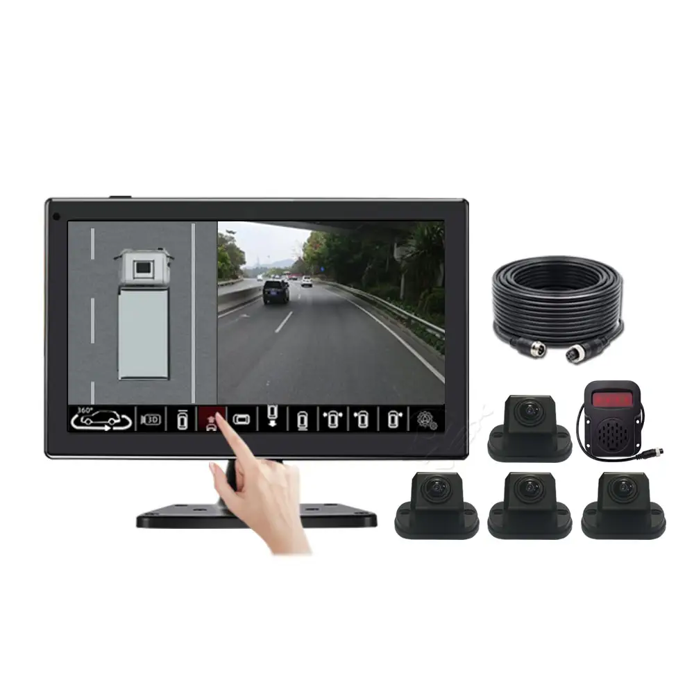 3D 360 Degree Round Rear View Surround Car Reverse 4 Camera Kit Parking System Backup 360 Bird View Car Camera monitor