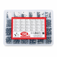 Vis de serrage en acier inoxydable 304, 1500 pièces, M2 M2.5 M3 M4 M5 M6 M8, vis à six pans creux à extrémité plate