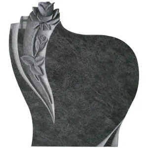 High Quality Black Upright Headstone With Rose Grave Stones European Style Tombstone