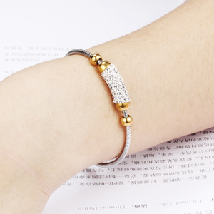 <b>Adjustable</b> Titanium Steel Snake Chain <b>Bracelet</b> With Rhinestone Inlay For Women Gift Jewelry - Product Image 2
