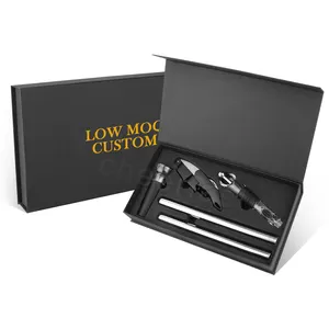 Premium Gift Design 304 Stainless Steel Wine Ice Stick Delicate Magnetic Gift Box Customized 2 Size Wine Cooler And Opener Set