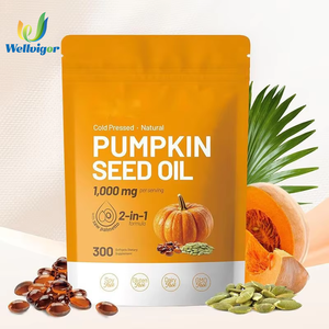 Aceite de Semilla de Calabaza Prensado en Frío <span class=keywords><strong>1000mg</strong></span> por Porción 2 en 1 con Saw Palmetto 300 Cápsulas Blandas Sin Gluten, Lácteos ni OMG - Product Image 1