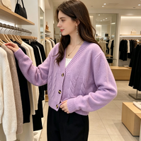 Vente chaude : Cardigan long tendance pour femme, col en V, tricot torsadé géométrique, pull décontracté pour l'automne, usage quotidien, personnalisable OEM