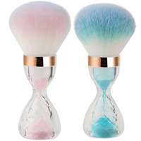 Brosse à cheveux et à ongles multifonctionnelle en nylon, design sablier en cristal transparent, manche à facettes, virole or rose, avec boîte