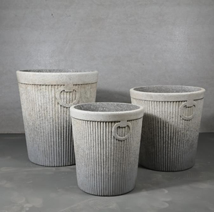 Ensemble de pots à fleurs en béton rustique, texture irrégulière, jardinières durables en fibrociment pour usage intérieur - Product Image 5