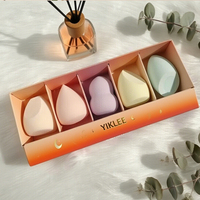 Batidora de belleza con logotipo personalizado, cajas de embalaje de papel, juego de esponjas en polvo, Cajas de Regalo para esponjas de maquillaje