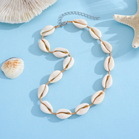 Collier pour femme en coquillages naturels, motif vie marine, fermoir réglable en forme de homard, bijoux bohèmes de plage, cadeau d'été