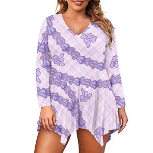 Hot bán tùy chỉnh Aloha Hawaii pasifika thời trang maile Lei in của phụ nữ cộng <span class=keywords><strong>v</strong></span>ới kích thước bất thường <span class=keywords><strong>V</strong></span> cổ <span class=keywords><strong>Top</strong></span> Dress in theo yêu cầu - Product Image 5