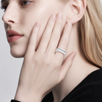 Bague en céramique de zircone blanche avec acier inoxydable et zircon transparent, bijoux de mariage unisexe, vente en gros, personnalisation OEM ODM
