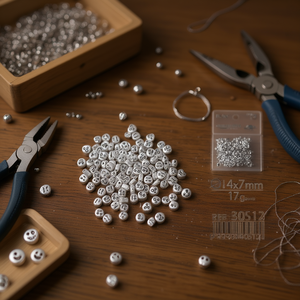 ILAN Abalorios 4x7mm <b>Silver</b> Emoticon <b>Charms</b> for Jewelry Making - Product Image 3