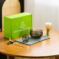 2026 Vente en gros, Ensemble de matcha en verre au design personnalisé avec bec verseur, Kit de voyage pour matcha