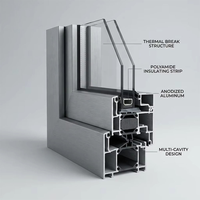 Ventana Abatible de Aluminio con Aislamiento Acústico y Vidrio Aislante, Diseño Moderno con Marco Ultra Delgado y Recubrimiento en Polvo Negro