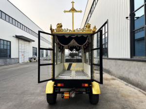 Cercueil funéraire européen populaire, chariot funéraire blanc à quatre roues - Product Image 3