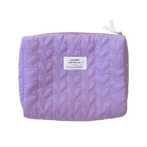 Sac de rangement pour cosmétiques de haute qualité, motif cœur, écologique, sac de voyage pour cosmétiques, pochette de maquillage en coton matelassé en forme de cœur - Product Image 1
