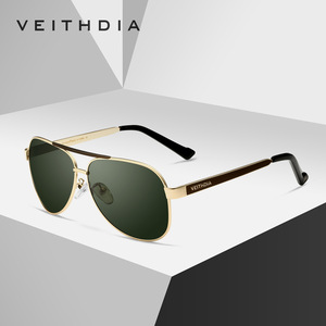 Veithdia Men's Aviator Sunglasses Gold <b>Frame</b> Dark Green Polarized Lenses UV400 Protection Metal <b>Frame</b> Type 3 Sunshades - Product Image 1