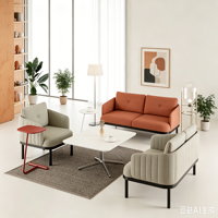 Ensemble de canapés de bureau pour salle de réception VIP, prix d'usine, structure en bois massif, revêtement en cuir et tissu avec pieds en acier pour salon