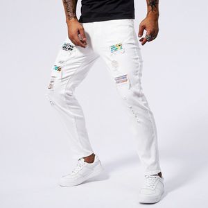 Pantalones vaqueros rotos para <span class=keywords><strong>hombre</strong></span>, pantalones casuales de mezclilla fina, pantalones clásicos de <span class=keywords><strong>vaquero</strong></span>, pantalones de jogging para <span class=keywords><strong>hombre</strong></span> joven - Product Image 2