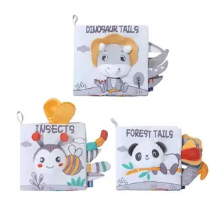 Factory wholesale montessori Early Educational Toy fabric quiet book Crinkle Soft Baby animal Tails Fabric Cloth Books