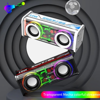 Haut-parleurs doubles 1800mAh Transparent Mecha Speakers Wireless RGB Light Effect Loudspeaker Bass Subwoofer Mini Speaker