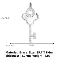 Breloques Clé et Cadenas Incrustées de Zircon, Pendentif Ruyi Cadenas Micro-Pavé CZ, Accessoires de Fabrication de Bijoux DIY en Laiton Plaqué Or et Argent