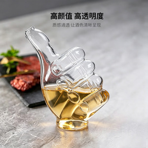 Vaso de Cóctel Creativo con Forma de <span class=keywords><strong>Pulgar</strong></span> Hacia Arriba, Copa de Borosilicato Única con Forma de Mano y Pajita Integrada para Decoración de Fiestas y Bares - Product Image 3