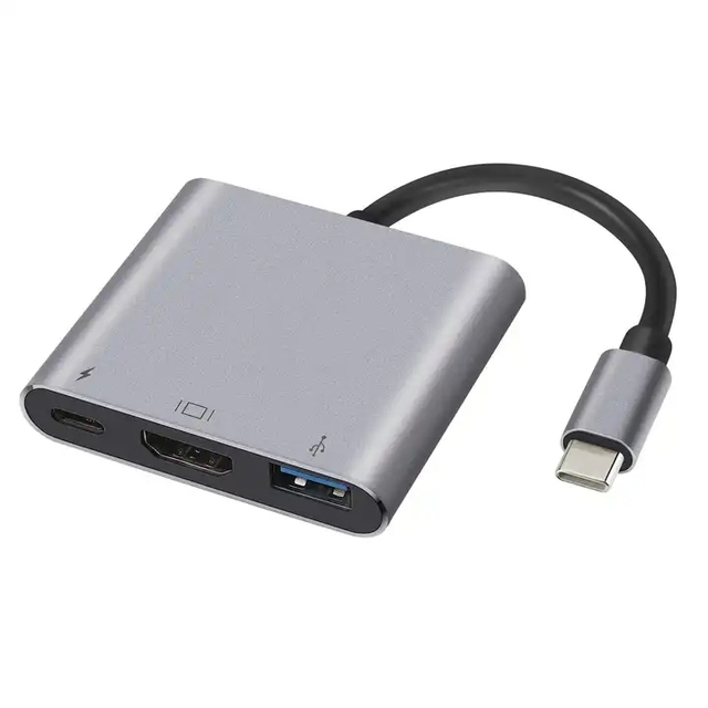 High Quality 3-in-1 USB Type-C Hub Aluminum Alloy Multiport with HD High-Speed 3.0 Direct Stock