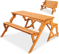 Banc de jardin convertible 2-en-1 pour pique-nique, pliable, en bois, gain de place, couleur personnalisable pour jardin et camping