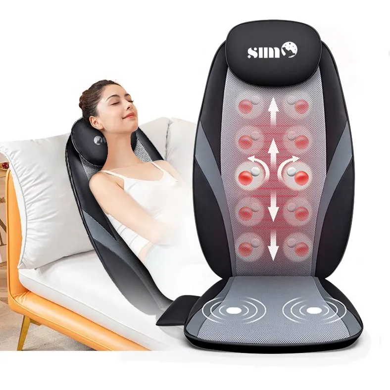 Massageador shiatsu para trás do assento, almofada elétrica de vibração, aquecimento, para nádegas, massagem