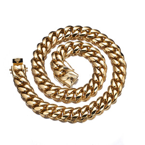 LEPAI Cadena de Eslabones Cubanos Miami de Acero Inoxidable Chapada <span class=keywords><strong>en</strong></span> <span class=keywords><strong>Oro</strong></span> de 18K, Estilo Hip Hop <span class=keywords><strong>para</strong></span> <span class=keywords><strong>Hombre</strong></span>, Joyería de Acero Inoxidable con Cierre de Cabeza de Dragón - Product Image 5