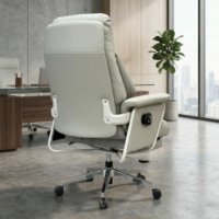 Chaise de bureau de direction en cuir véritable de qualité supérieure, repose-pieds, dossier solide, base en plaque de classe E1, ergonomique