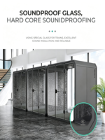 Cabine de bureau insonorisée mobile moderne |   Cabine de réunion acoustique avec structure en aluminium |   Cabine de silence pour espace de travail ouvert