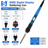 Fer à souder interne à chauffage rapide, température contrôlée et réglable, 908S 80W 110V/220V, rétroéclairage LED numérique