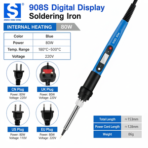 Fer à <span class=keywords><strong>souder</strong></span> interne à chauffage rapide, température contrôlée et réglable, 908S 80W 110V/220V, rétroéclairage LED numérique - Product Image 3