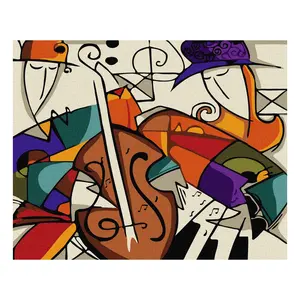 لوحة زيتية مصنوعة يدويًا للبالغين, الأكثر رواجًا على شكل موسيقي كرتوني ، لوحة فنية بالأرقام