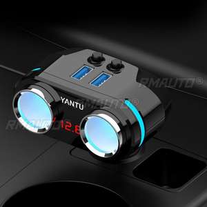 YANTU <b>12V</b>-24V Car Power <b>Socket</b> Car Charger 2USB Charging Port 3.1A QC3.0 Fast Charger Cordless - Product Image 3