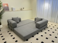 Canapé-lit convertible en tissu compressible avec support lombaire et accoudoirs – Design moderne et écologique pour appartement, hôtel, villa