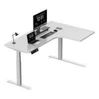 Escritorio de juegos en forma de L eléctrico ajustable en altura, escritorio de esquina de ordenador, mesa de escritorio para juegos de Pc con soporte elevador de Monitor grande
