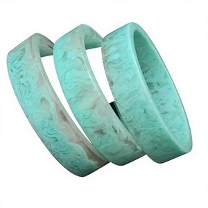 Bracelet Unisexe Élégant en Résine de Jade Vert de Qualité Supérieure, Design Rond Lisse, Bijou Tendance pour Femme, Idéal Soirée - Product Image 3