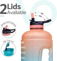 Bouteilles d'eau de 74 oz avec couvercle à paille, bouteille d'eau d'un demi-gallon avec marqueur de temps, bouteille d'eau en plastique sans BPA de 2,2 l
