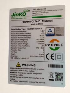 Los 10 Mejores Paneles Solares Jinko Tiger Pro, Panel Solar de Alta Venta de 540w 545w 550w 182mm con Células Solares MBB para Sistemas Domésticos - Product Image 2